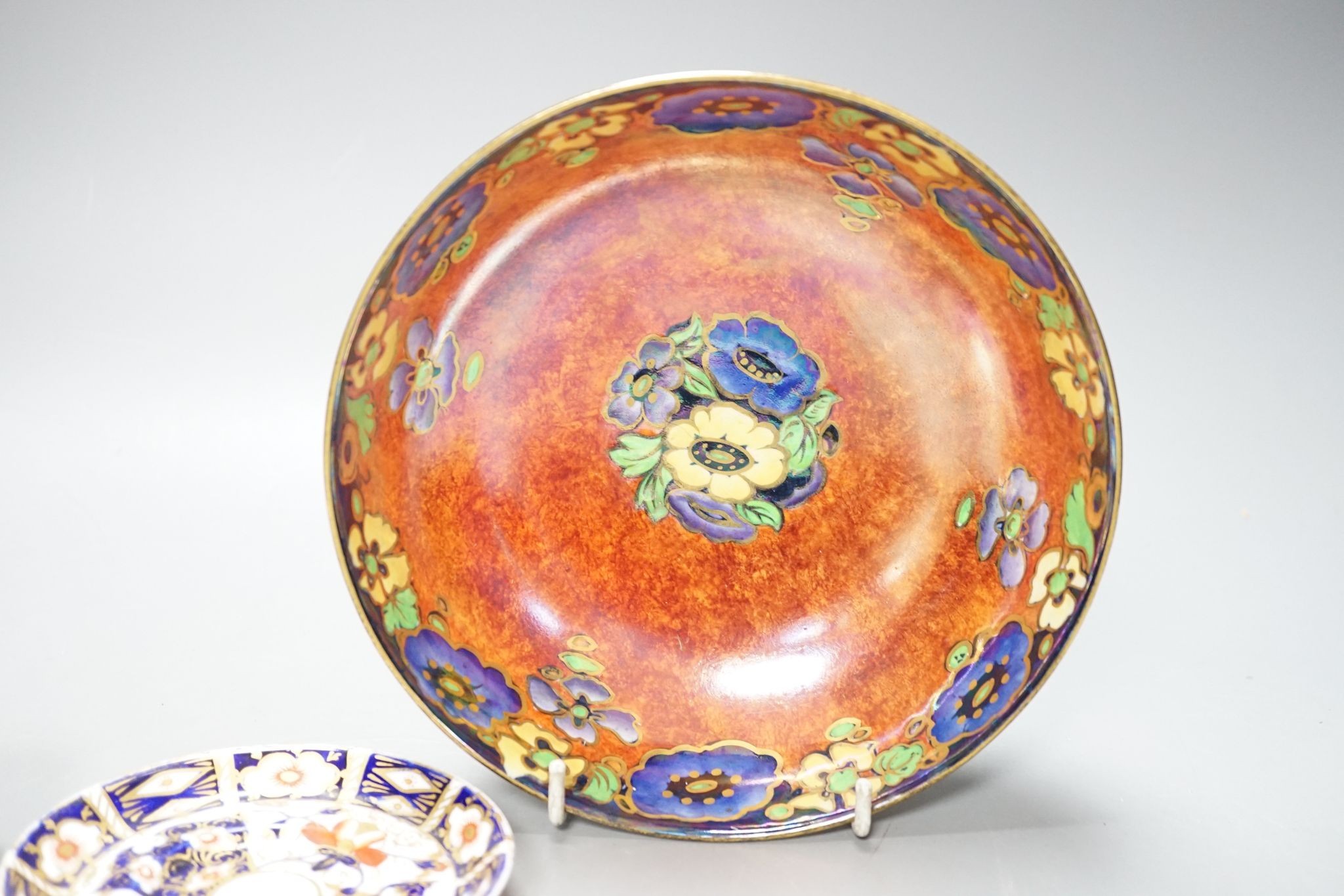 A Royal Crown Derby Imari pattern 2451 coffee can and saucer and a Regal ware lustre bowl 18.5cm